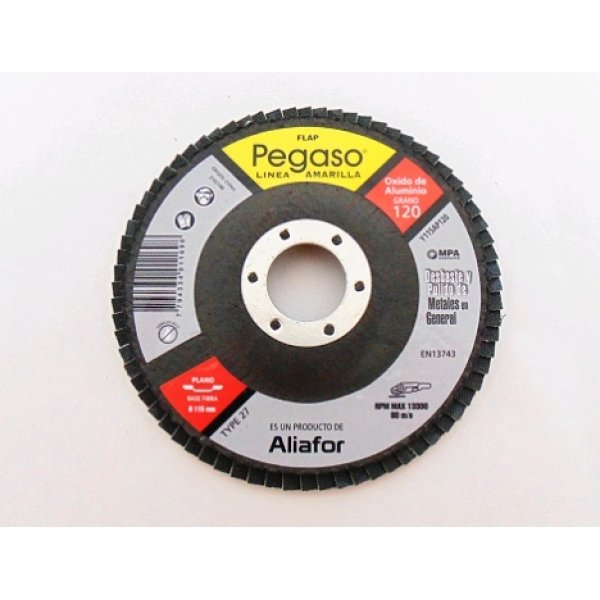 Disco Flap Pegaso 115Mm Oxi Alum Gr 120 - Presentación: 10 Unidades