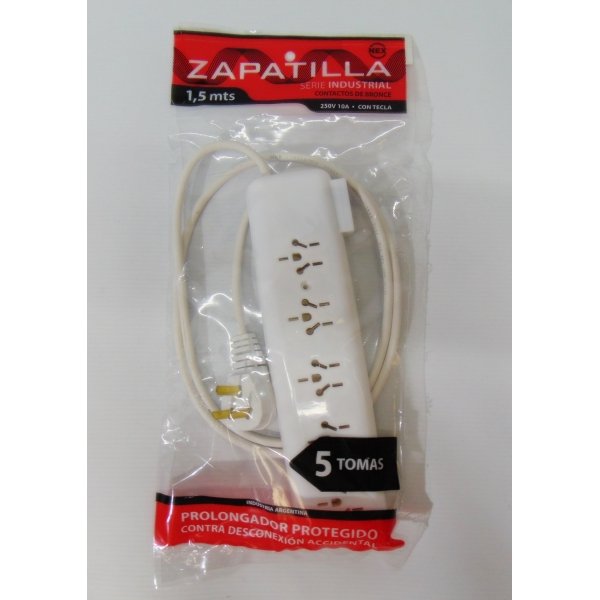 Zapatilla 5 Toma 1.5Mt Contacto Bronce Kwc